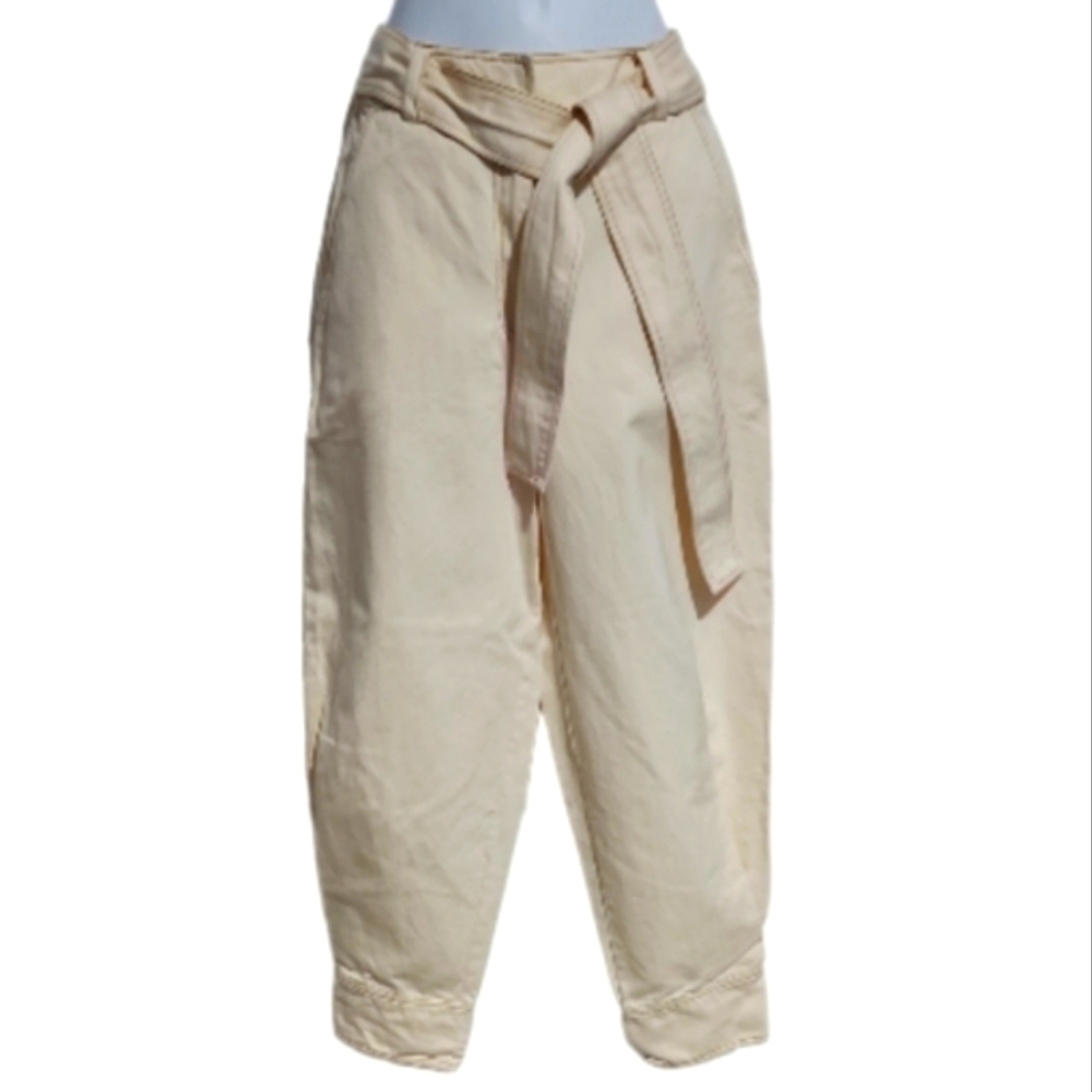 **ULLA JOHNSON Cream Wide Tie Jean Pant 4